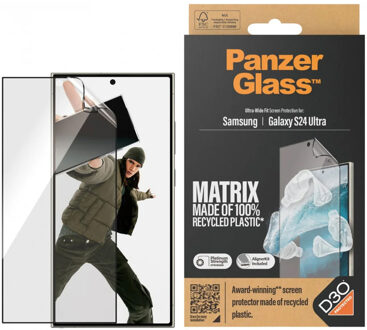 Matrix Recycled Ultra-Wide Fit Anti-Bacterial Screenprotector incl. applicator voor de Samsung Galaxy S24 Ultra Transparant