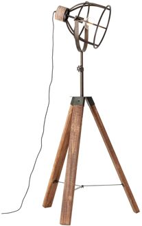 “Matrix Wood”  Tripod Staande Lamp - Hout - Metaal