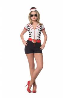 Matrozen jumpsuit dames Zwart, Wit - Transparant