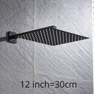 Matte Black Douchekop 8/10/12 Inch Neerslag Ultradunne Douchekop Met Douche Arm Badkamer Douche Accessoires Wall Mounted 12duim douche reeks A