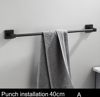 Matte Black Dubbele Single Layer Handdoek Bars Badkamer Handdoek Hanger Ruimte Aluminium Badkamer Accessoires 40-50Cm Handdoekenrek A 40CM