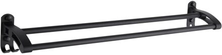 Matte Black Wall Mount Badkamer Planken Handdoekenrek Met Ruimte Aluminium Voor Badkamer Keuken Handdoek Diversen Storaging zwart 2 bars