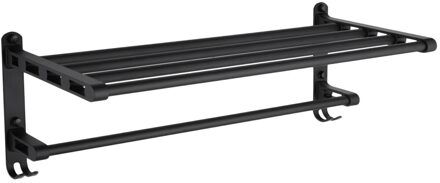 Matte Black Wall Mount Badkamer Planken Handdoekenrek Met Ruimte Aluminium Voor Badkamer Keuken Handdoek Diversen Storaging zwart 4 bars