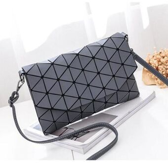 Matte Vrouwen Avondtasje Schoudertassen Meisjes Flap Handtas Mode Geometrische Casual Clutch Messenger Bag Grijs