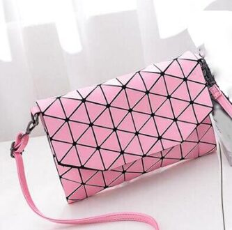 Matte Vrouwen Avondtasje Schoudertassen Meisjes Flap Handtas Mode Geometrische Casual Clutch Messenger Bag Roze