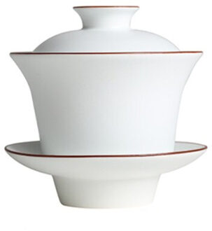 Matte Wit Porselein Gaiwan Handgemaakte Keramische Thee Terrine Creatieve Kantoor Kopje Thee Met Deksel Kung Fu Thee Set drinkware