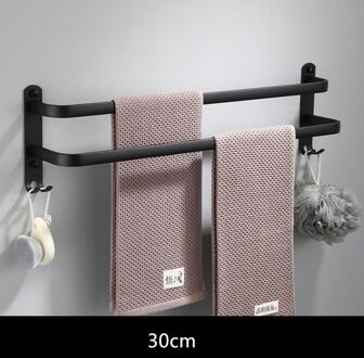 Matte Zwarte Handdoek Hanger Wandmontage 30-50 Cm Handdoek Houder Badkamer Aluminium Zwarte Handdoek Bar Rail dubbele 30cm