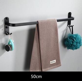 Matte Zwarte Handdoek Hanger Wandmontage 30-50 Cm Handdoek Houder Badkamer Aluminium Zwarte Handdoek Bar Rail single 50cm