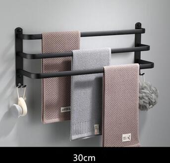 Matte Zwarte Handdoek Hanger Wandmontage 30-50 Cm Handdoek Houder Badkamer Aluminium Zwarte Handdoek Bar Rail three 30cm