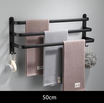 Matte Zwarte Handdoek Hanger Wandmontage 30-50 Cm Handdoek Houder Badkamer Aluminium Zwarte Handdoek Bar Rail three 50cm