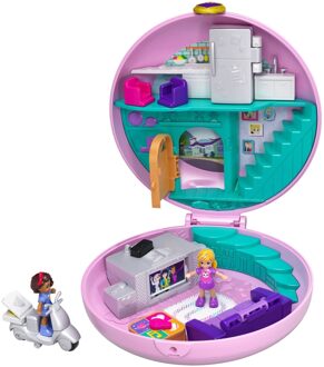 Mattel Polly Pocket donut pyjamaparty paars/roze 11 cm