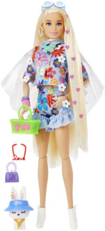 Mattel Pop Barbie Fashionista Barbie Extra Flower Dress (4 Stuks) Multikleur