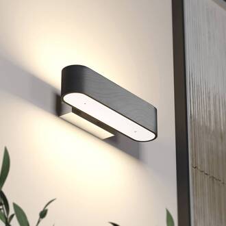 Matteo LED wandlamp, essenhout-kap zwart, mat nikkel