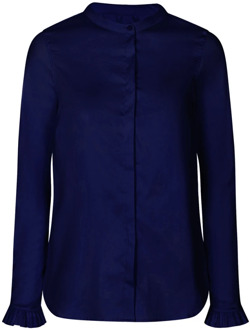 Mattie blouse met ruches Donkerblauw - XXL