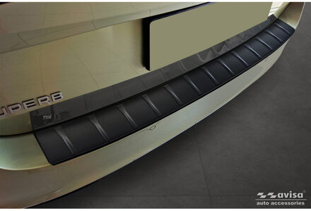Matzwart RVS Achterbumperprotector passend voor Skoda Superb IV Combi 2023- 'Ribs' AV240358