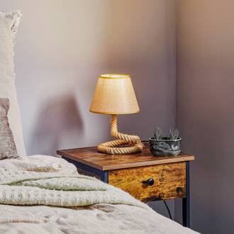 Mauli tafellamp van touw en stof natur, beige