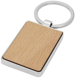 Mauro rechthoekige beukenhouten sleutelhanger Beige - One size