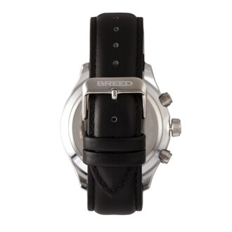 Maverick chronograaf horloge met leren band en datum Zwart en zilver