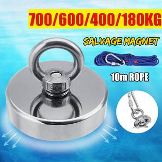 Max 700Kg Magneet Pot Vissen Magneet Diepzee Salvage Magnetische Haak Permanente Neodymium Ndfeb Magnetische Vissen Tool + 10M Touw max 400KG