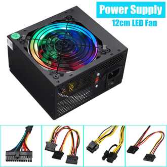 Max 800W Voeding 12Cm Multicolor Led Rgb Fan 24 Pin Pci Sata 12V Computer Voeding desktop Gaming Voeding