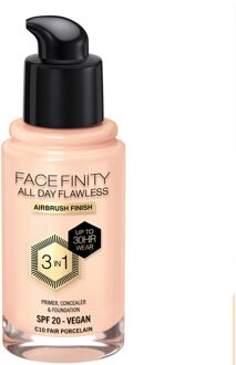 Max Factor Facefinity All Day Flawless 3 in 1 Vegan Foundation 30ml (Various Shades) - C10 - FAIR PORCELAIN