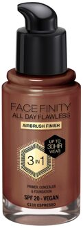Max Factor Facefinity All Day Flawless 3 in 1 Vegan Foundation 30ml (Various Shades) - C110 - ESPRESSO
