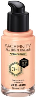 Max Factor Facefinity All Day Flawless 3 in 1 Vegan Foundation 30ml (Various Shades) - C40 - LIGHT IVORY