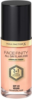 Max Factor Facefinity All Day Flawless 3 in 1 Vegan Foundation 30ml (Various Shades) - C50 - NATURAL ROSE