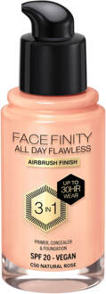 Max Factor Facefinity All Day Flawless 3 in 1 Vegan Foundation 30ml (Various Shades) - C50 - NATURAL ROSE