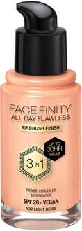 Max Factor Facefinity All Day Flawless 3 in 1 Vegan Foundation 30ml (Various Shades) - N32 - LIGHT BEIGE