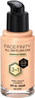 Max Factor Facefinity All Day Flawless 3 in 1 Vegan Foundation 30ml (Various Shades) - N42 - IVORY