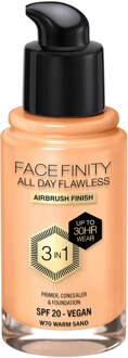 Max Factor Facefinity All Day Flawless 3 in 1 Vegan Foundation 30ml (Various Shades) - W70 - WARM SAND