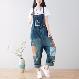 Max Lulu Britse Mode Stijl Lente Vrouwelijke Vintage Patchwork Overalls Womens Ripped Denim Broek Dames Losse Gebleekte Jeans