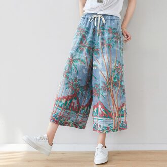 Max Lulu Europese Zomer Mode Vrouwen Gedrukt Wijde Pijpen Broek Dames Elastische Denim Jeans Vrouwelijke Oversized Casual Broek lucht blauw