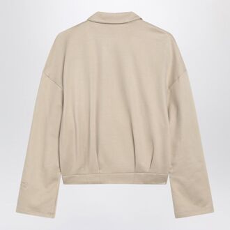 Max Mara Beige Cropped Sweatshirt In Zijde Mix Huidkleurig