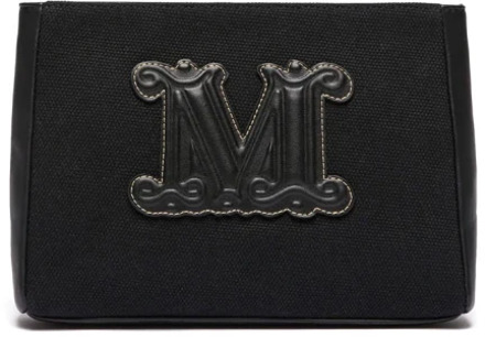 Max Mara Canvas Cascia Pochette Zwart Monogram Rits Max Mara , Black , Dames - ONE Size