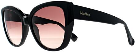 Max Mara Cat Eye Womens Shiny Black Smoke Grey Gradient MM0040 Logo 11 - maat Zwart