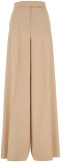 Max Mara Crème Wol Ninfa Wijde Pantalon Bruin - EU 40 / UK 12