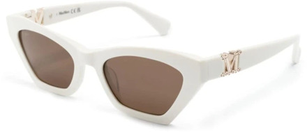Max Mara Elegante zonnebril voor dagelijks gebruik Max Mara , White , Dames - 52 MM