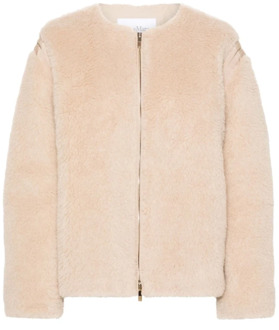 Max Mara Faux Shearling Jas Max Mara , Beige , Dames - S,Xs