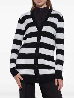 Max Mara Fiemme - Lange Gestreepte Wollen Cardigan Zwart - S