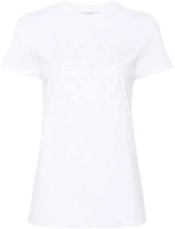 Max Mara Geborduurd Logo Wit Katoenen T-shirt Max Mara , White , Dames - L,M,Xs