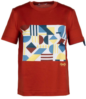 Max Mara Geometrische Print Roest Katoenen T-shirt Max Mara , Brown , Dames - L,M