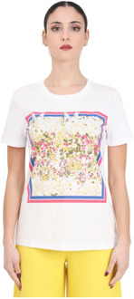 Max Mara Kleurrijke Print Wit T-shirt Vrouwen Max Mara , Multicolor , Dames - Xl,L,M,S