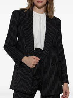 Max Mara Mattia - Gestreepte Wollen Dubbelzijdige Blazer Zwart - EU 40 / UK 12
