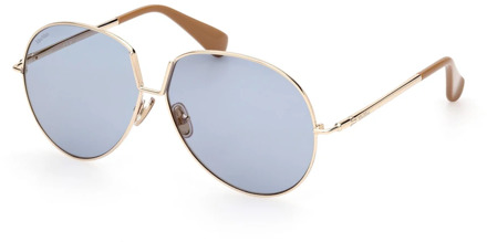 Max Mara Metalen zonnebril voor dames met hemelsblauwe lenzen Max Mara , Yellow , Dames - 60 MM