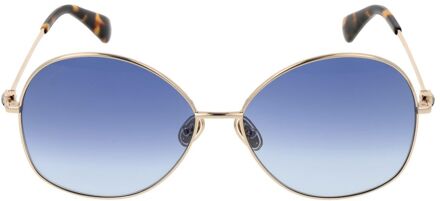 Max Mara Mm1410s Gouden Ronde Zonnebril Blauw