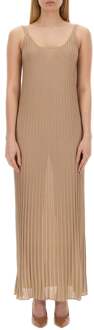 Max Mara Ritmo Lurex Lange Jurk Beige