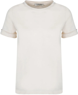 Max Mara Roomwit Gerimpeld T-shirt Max Mara , White , Dames - XL
