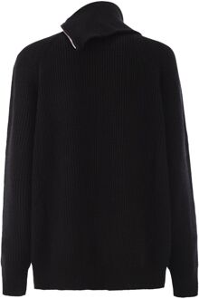 Max Mara Salpa - Kasjmierblend Trui Met Rits - maat M Zwart